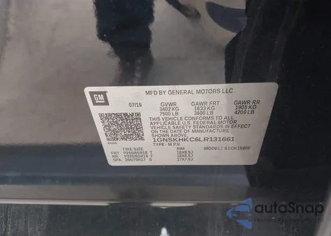 2020 Chevrolet Suburban 4Wd Lt из США, поврежденный, VIN 1GNSKHKC6LR131661